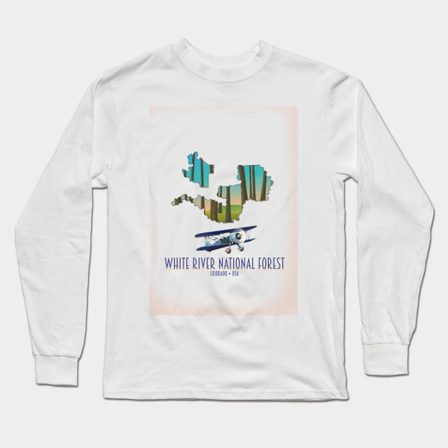 White River National Forest Colorado map Long Sleeve T-Shirt by nickemporium1